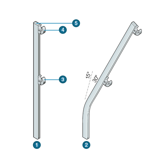 garde-corps de sécurité en aluminium Barrial types de montant droit, coudé, cintré