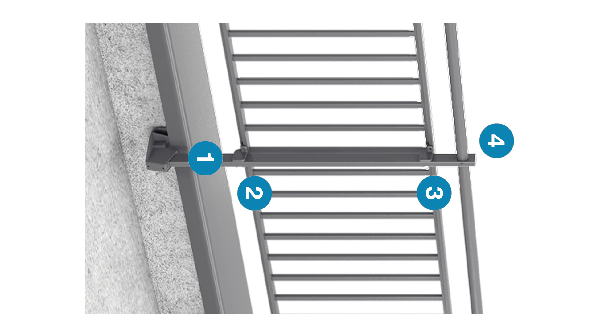 garde-corps de sécurité en aluminium Barrial types de montant droit, coudé, cintré
