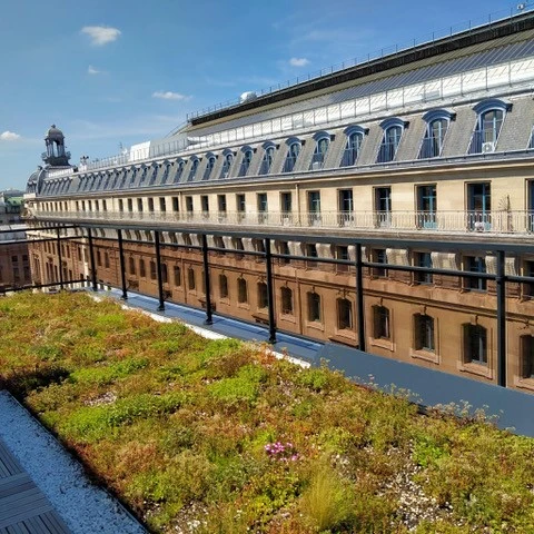 garde-corps de sécurité en aluminium Barrial fixation sur dalle sabot D manchons platines