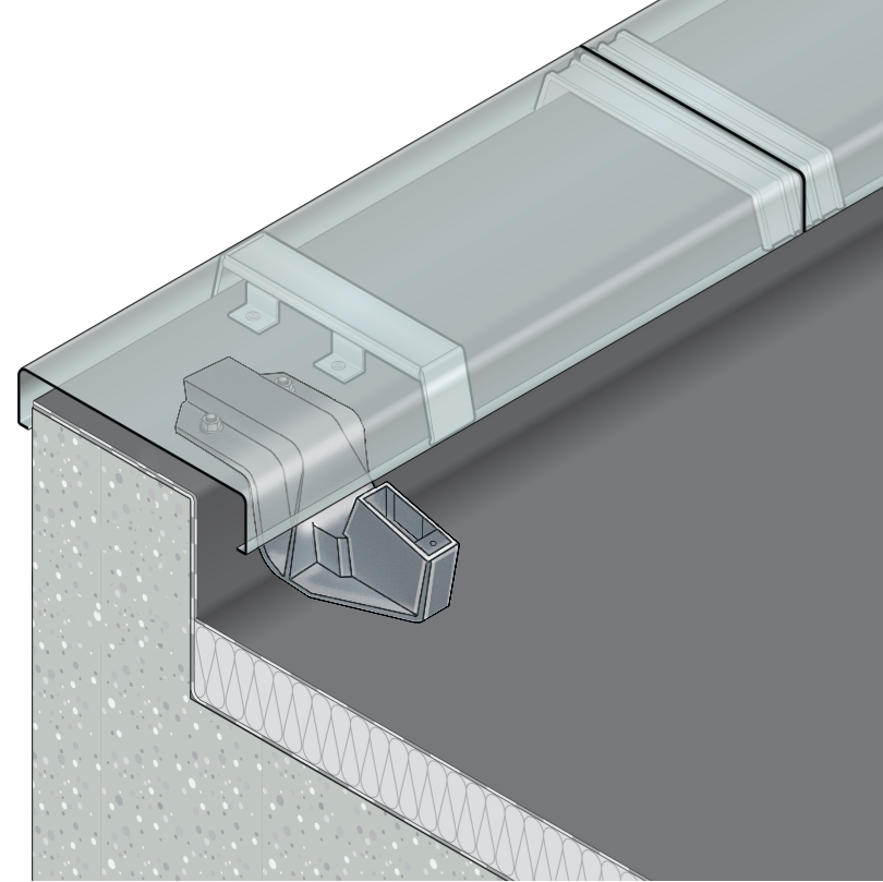 garde-corps de sécurité en aluminium Barrial sabot Z fixation sur acrotère sous couvertine