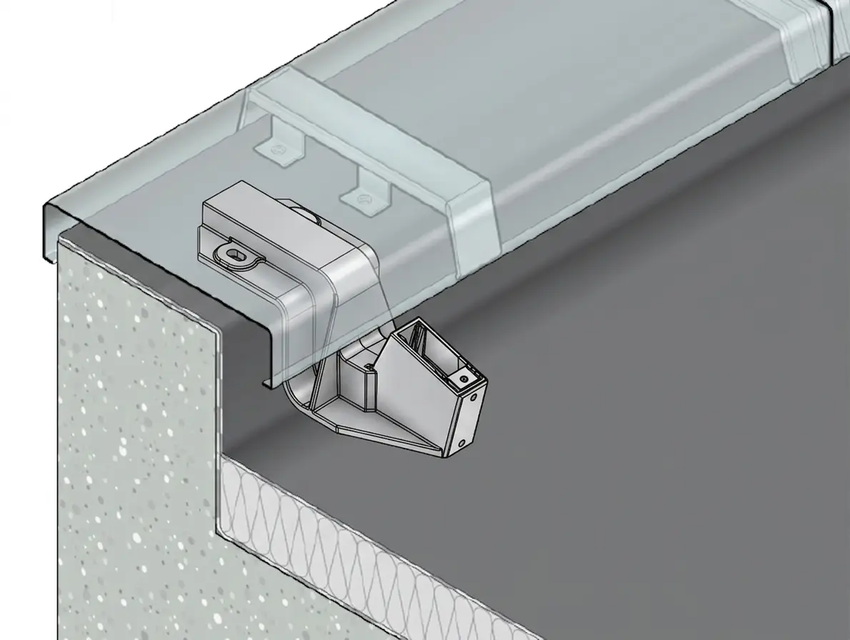 garde-corps de sécurité en aluminium Barrial sabot Z fixation sur acrotère sous couvertine