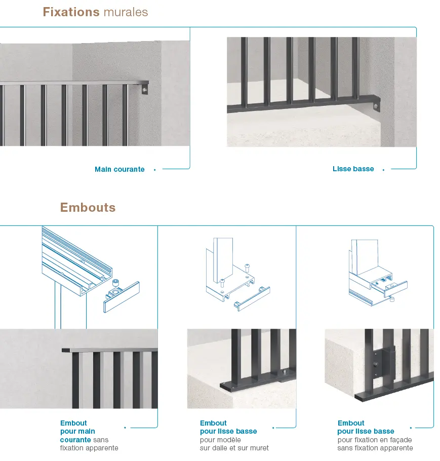 Fixation et embouts Zébral